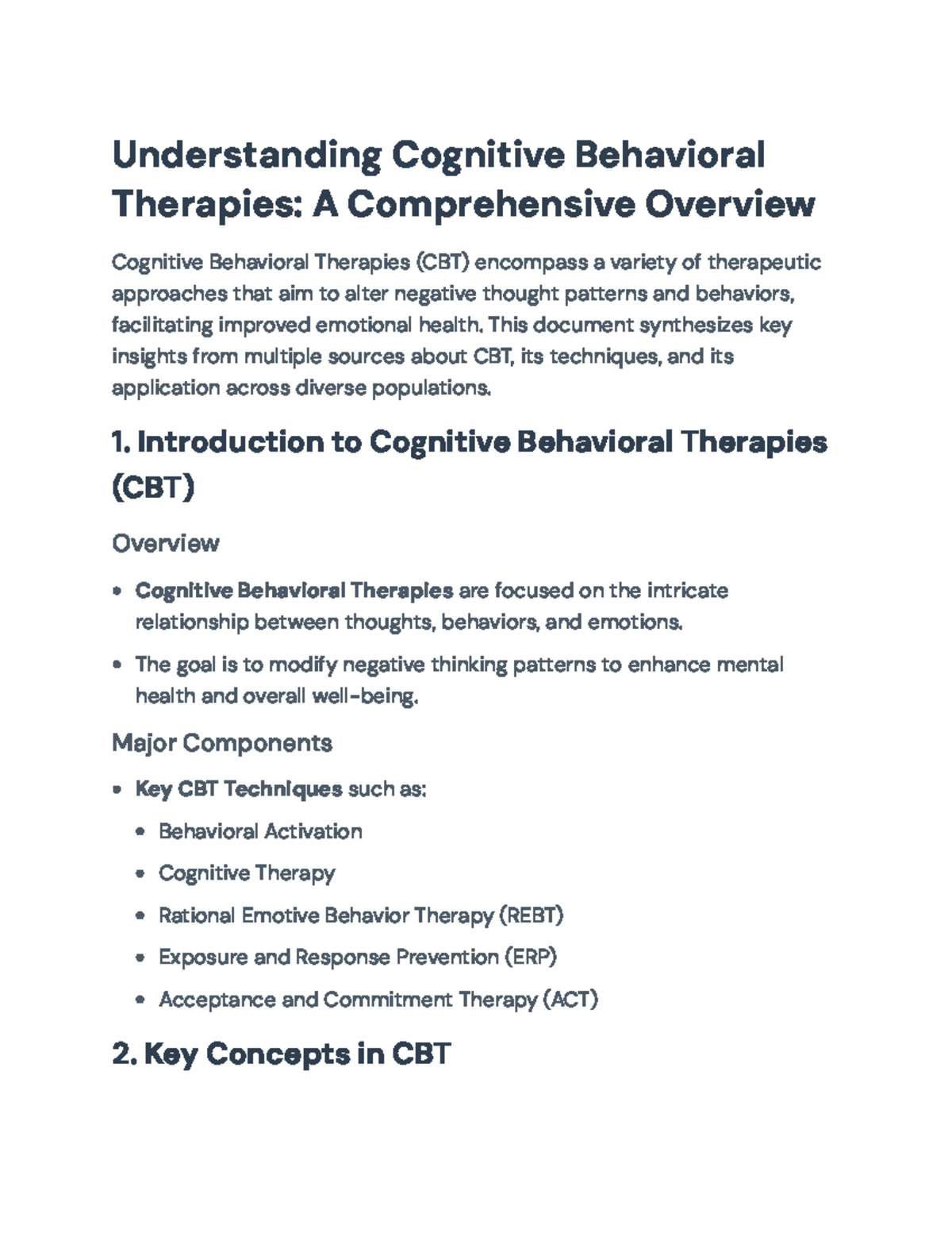 Cognitive Behavioral Therapies (CBT): Techniques and Applications ...