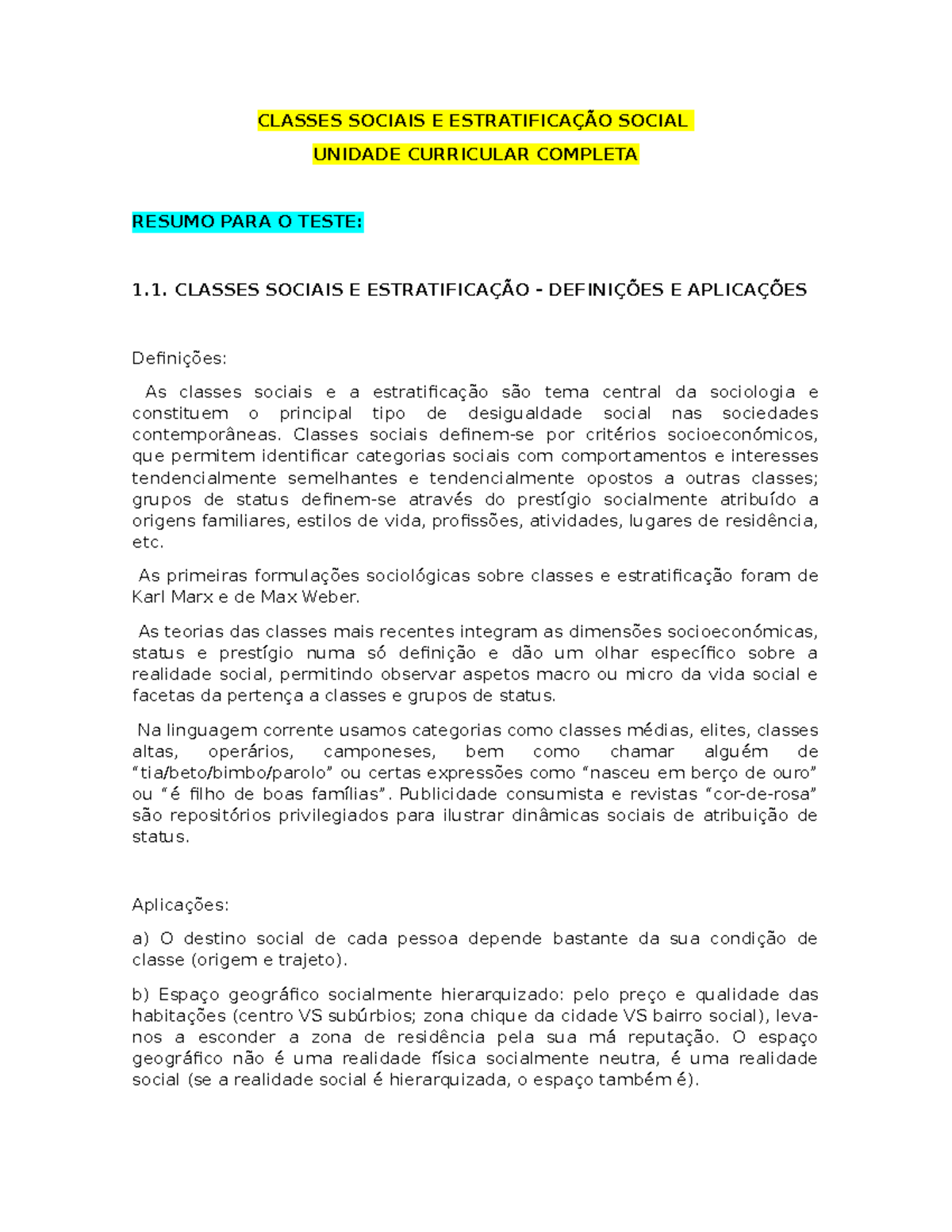CSE (caderno) - CLASSES SOCIAIS E ESTRATIFICAÇÃO SOCIAL UNIDADE ...