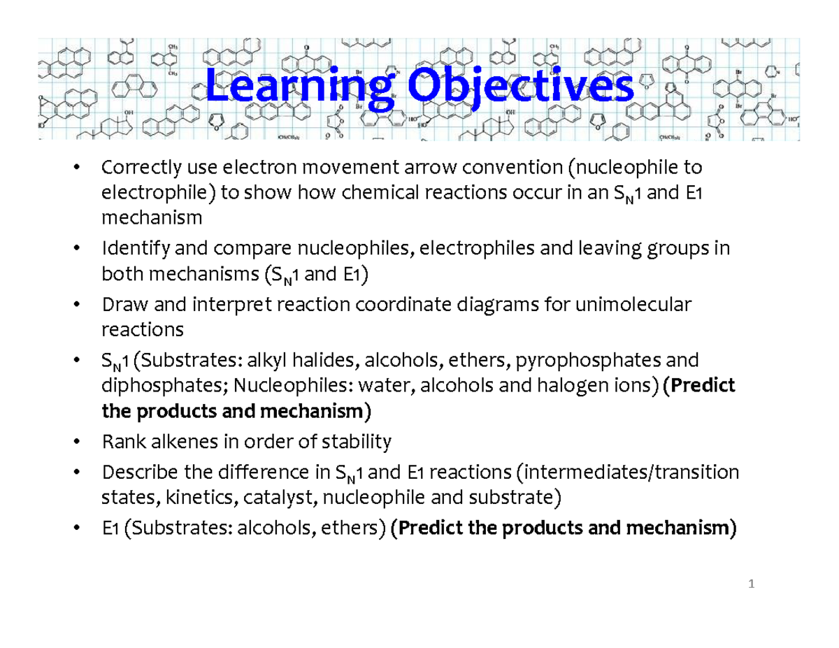 7 - Unimolecular Mechanisms (SN1 & E1) Study Guide - Studocu