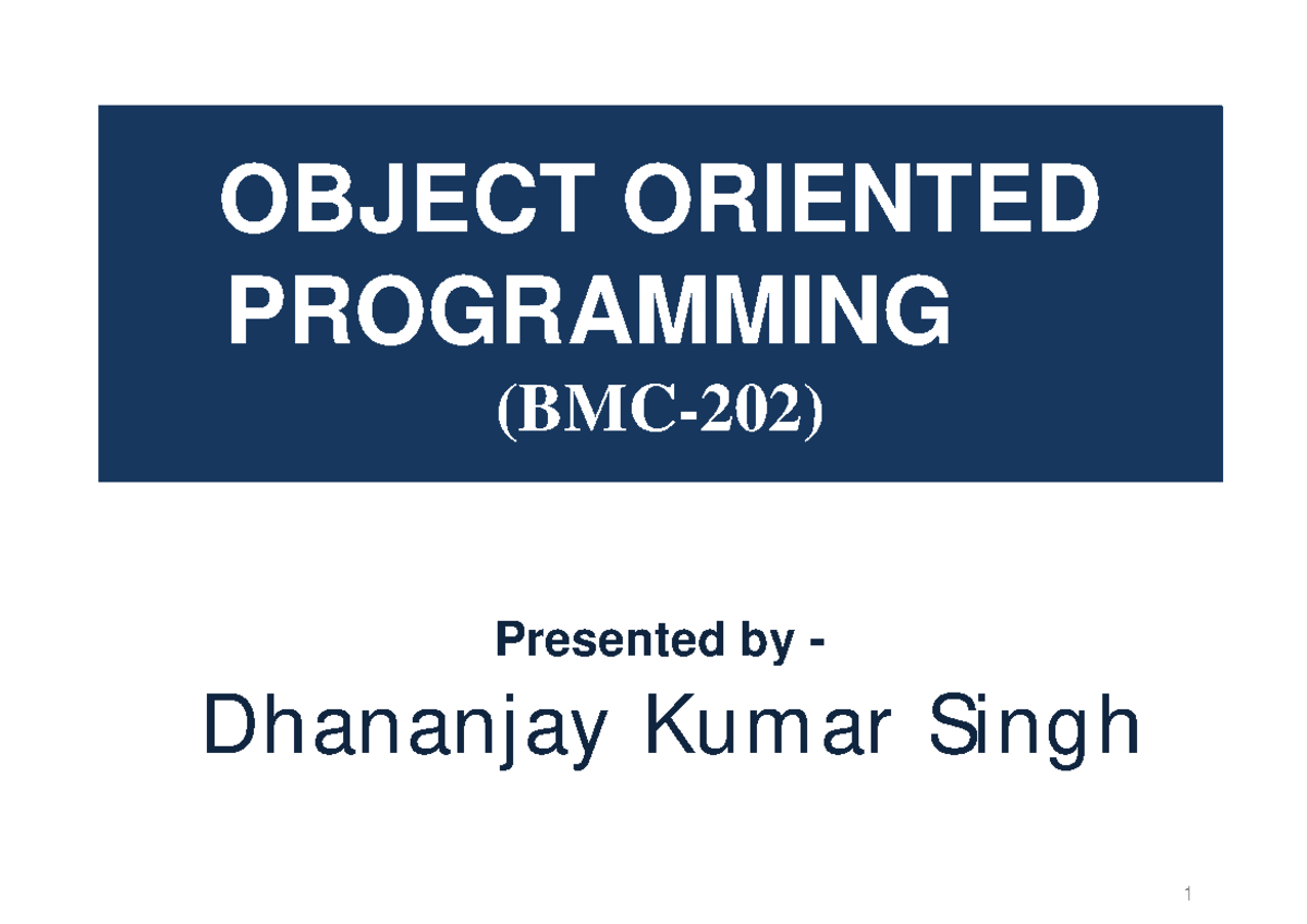 OOP (011) Unit 1: Java Programming Concepts and Principles - Studocu