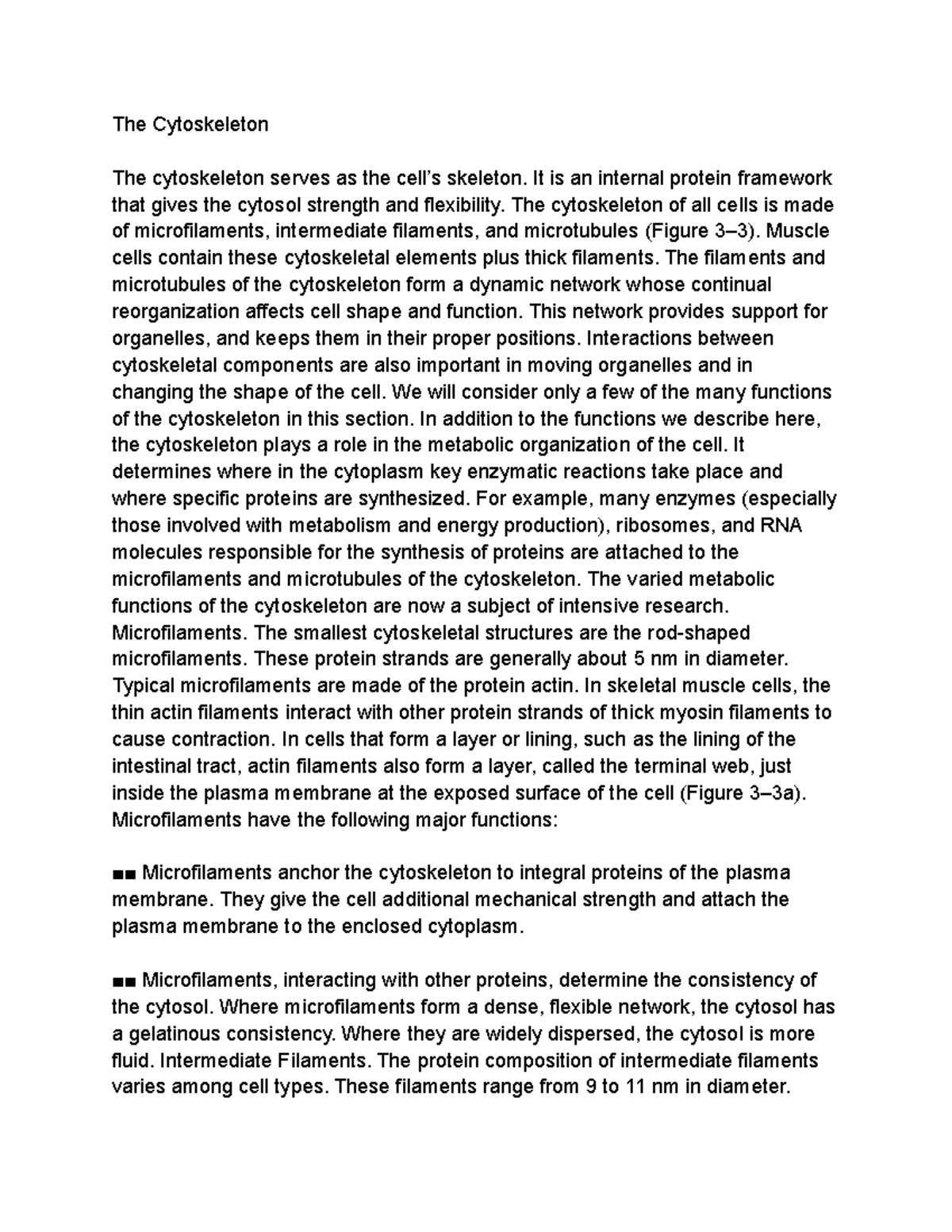 The Cytoskeleton - Lecture notes 18 - The Cytoskeleton The cytoskeleton ...