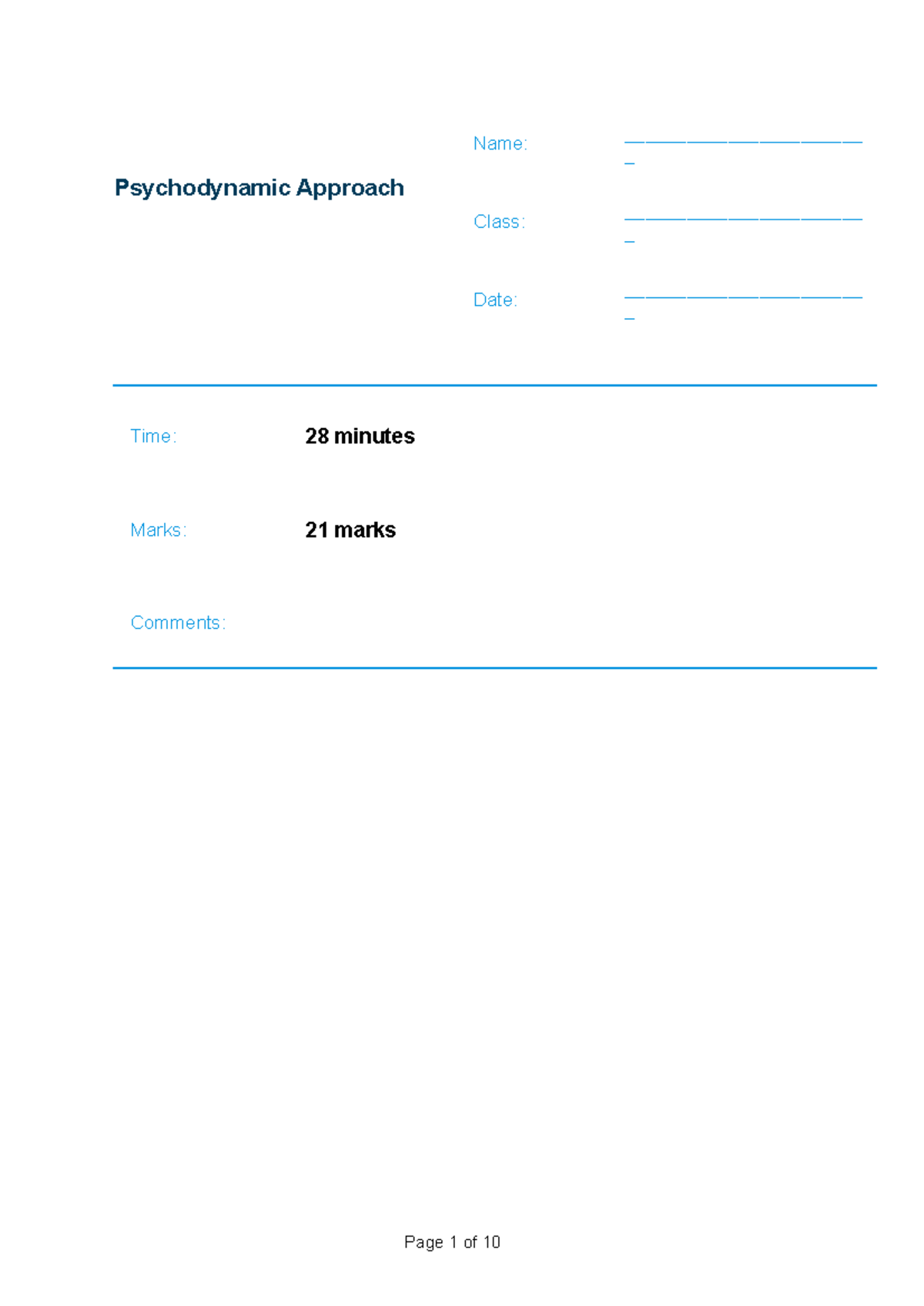 Psychodynamic Approach - Psychodynamic Approach Name ...