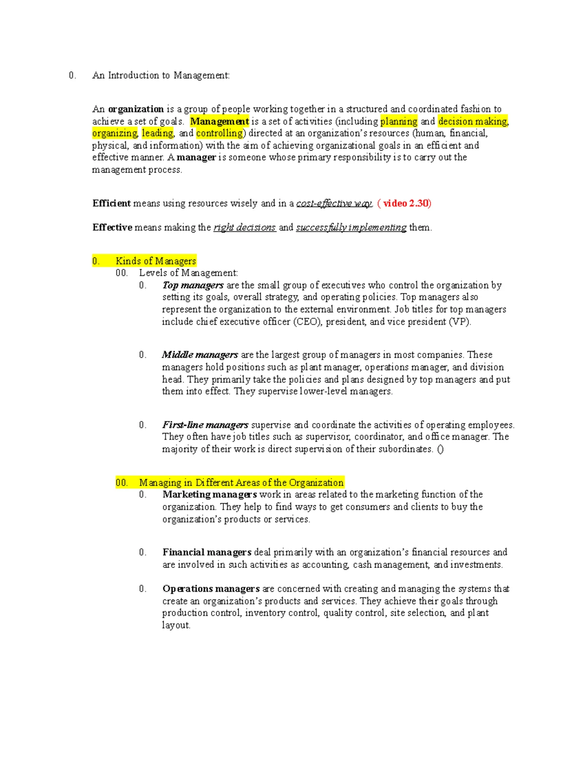 MGT Chapter 1 - An Introduction to Management: An organization is a ...