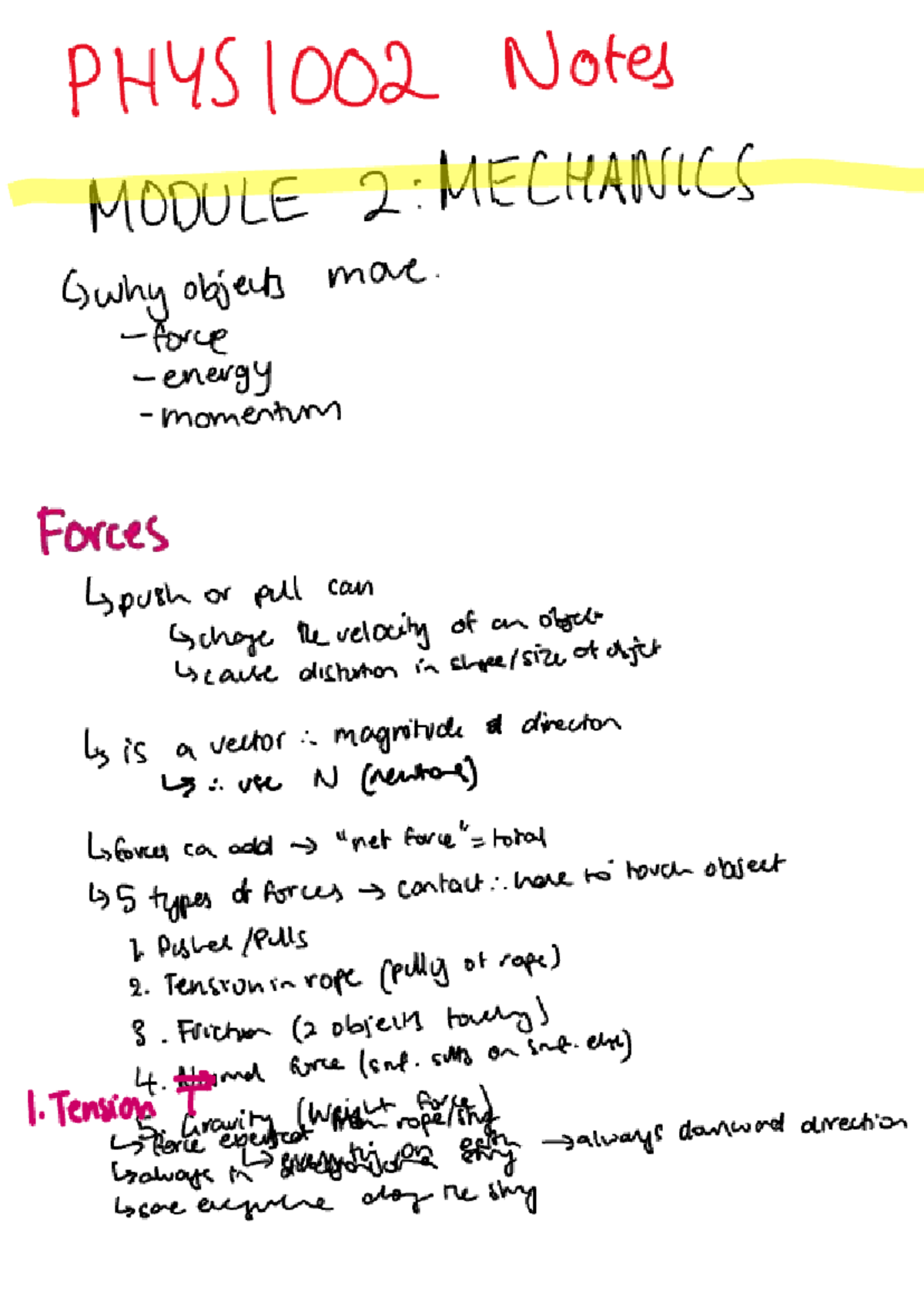 PHYS1002 Final Exam Notes: Mechanics, Forces, and Motion Concepts - Studocu