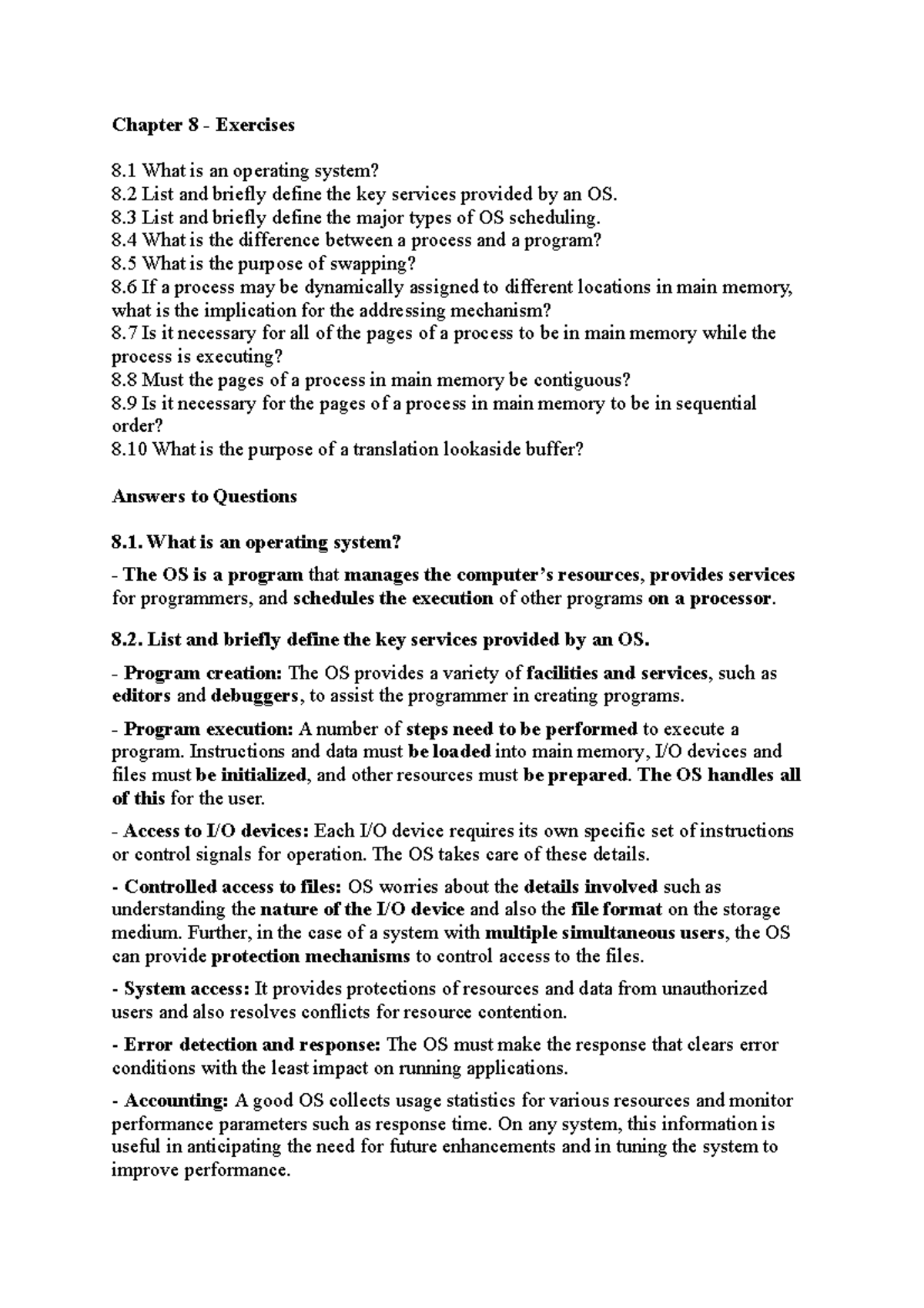 Review questions chapter 8 - Chapter 8 - Exercises 8 What is an ...