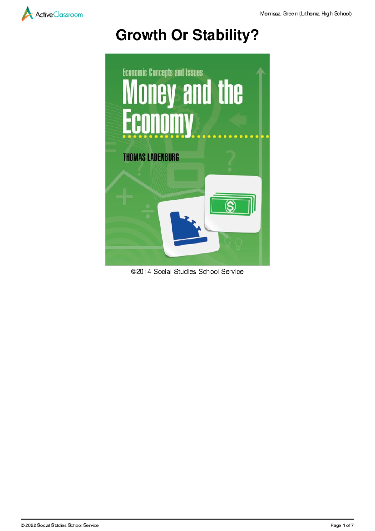 Lecture Notes on The Quantity Theory of Money (SS101) - Studocu
