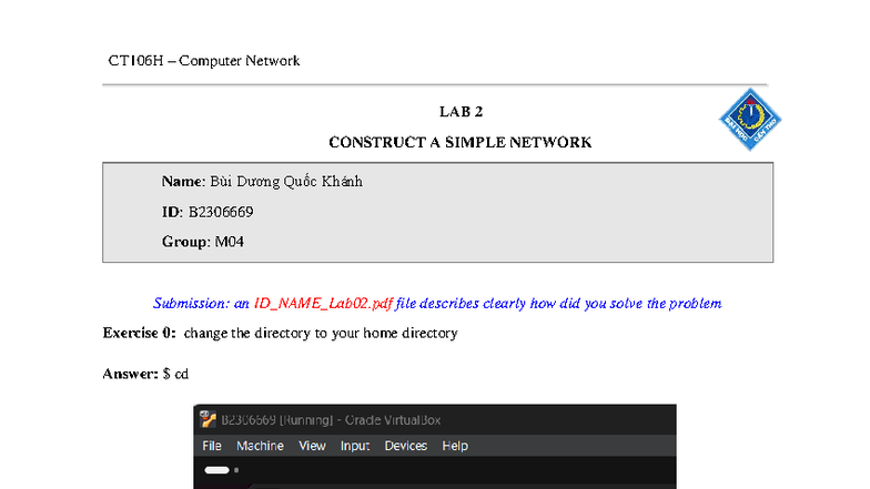 CT106H Computer Network Lab 2: Building a Simple Network - Studocu