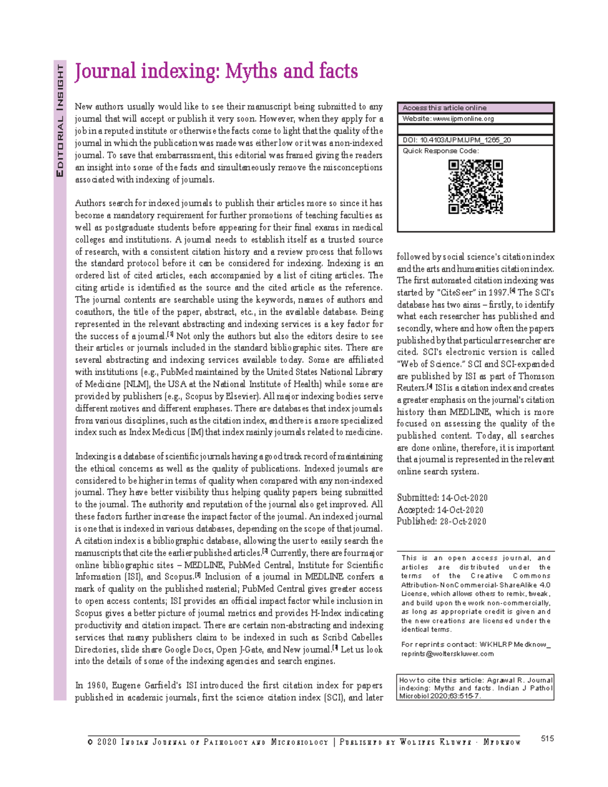Journal Indexing: Myths and Facts - Insights for New Authors - Studocu