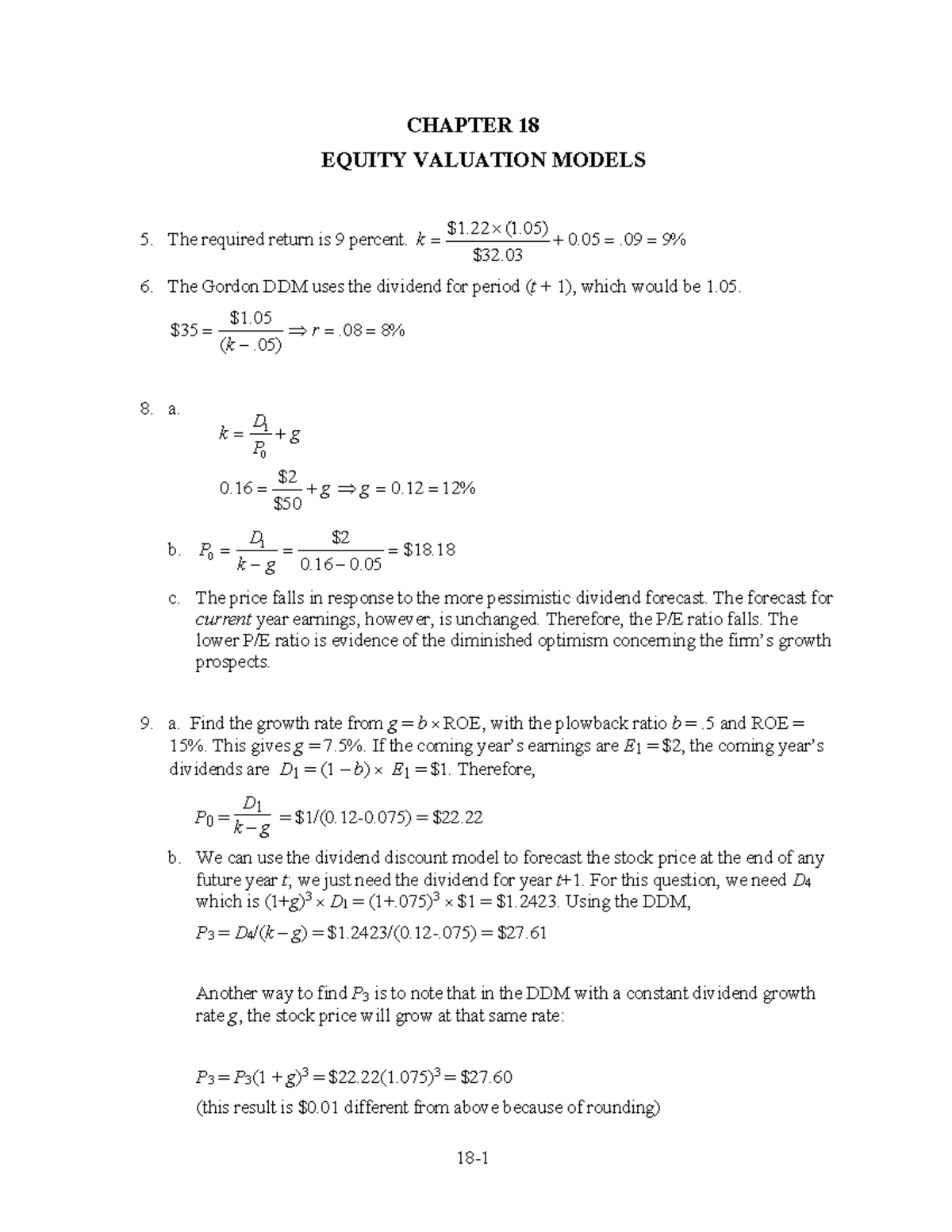 Chapter 18 - Solutions to Recommended Problem Sets - 18 - 1 CHAPTER 1 8 ...