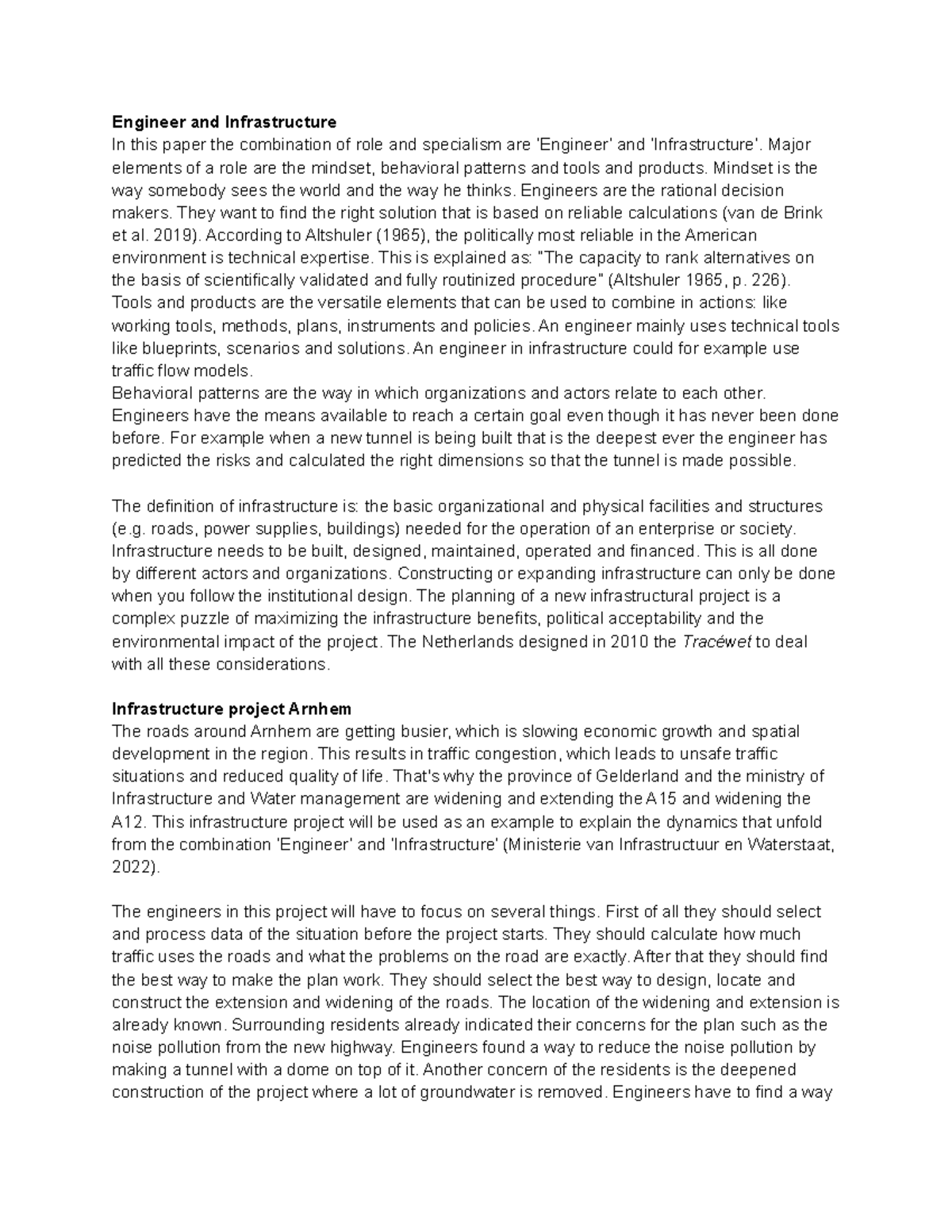 Planning Dynamics of Engineers and Infrastructure: An Essay Analysis ...