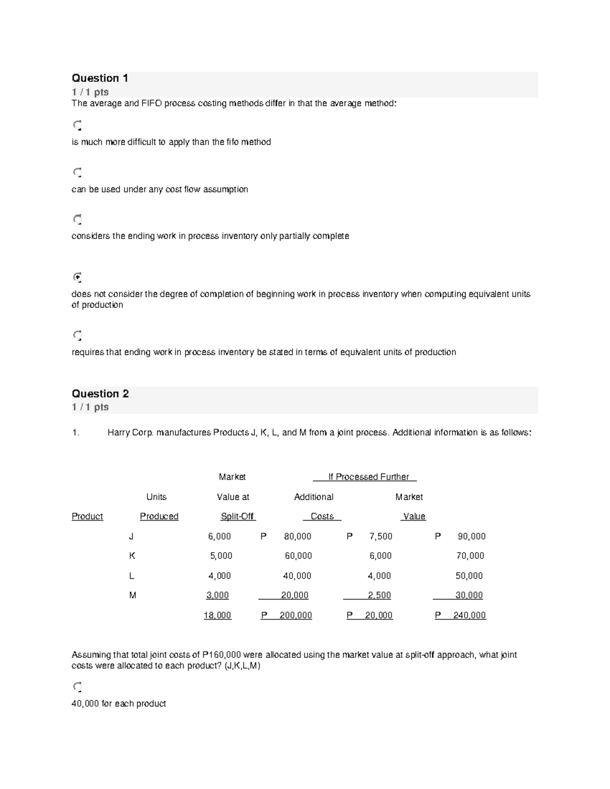 Lecture Notes 2 - Process Costing Methods Review for Exam - Studocu