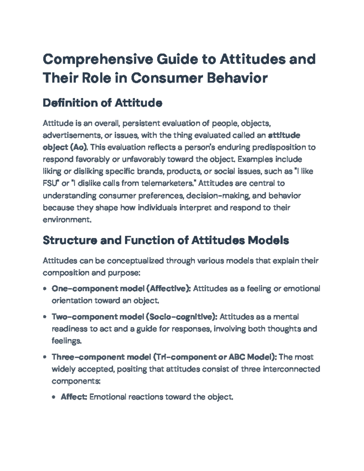 Comprehensive Guide to Attitudes and Consumer Behavior (PSY 101) - Studocu