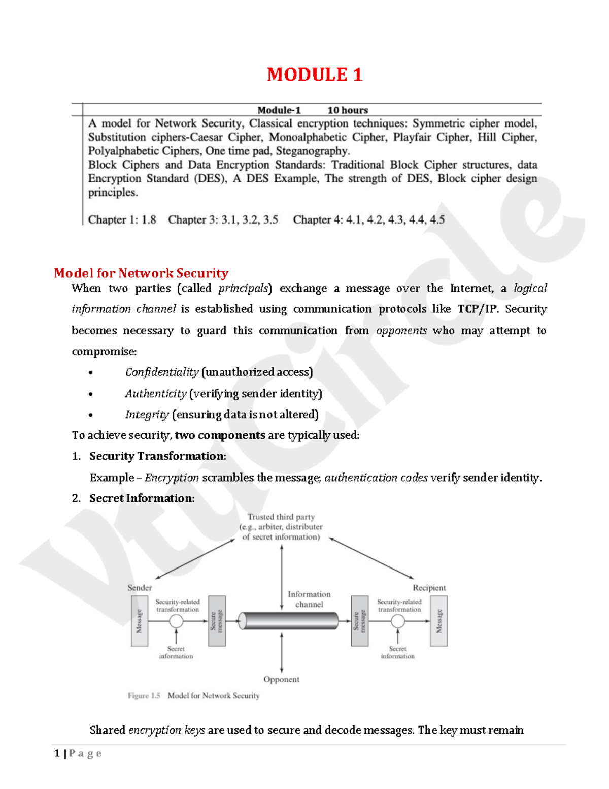 BCS703 Module 1: Fundamentals of Network Security and Cryptography ...