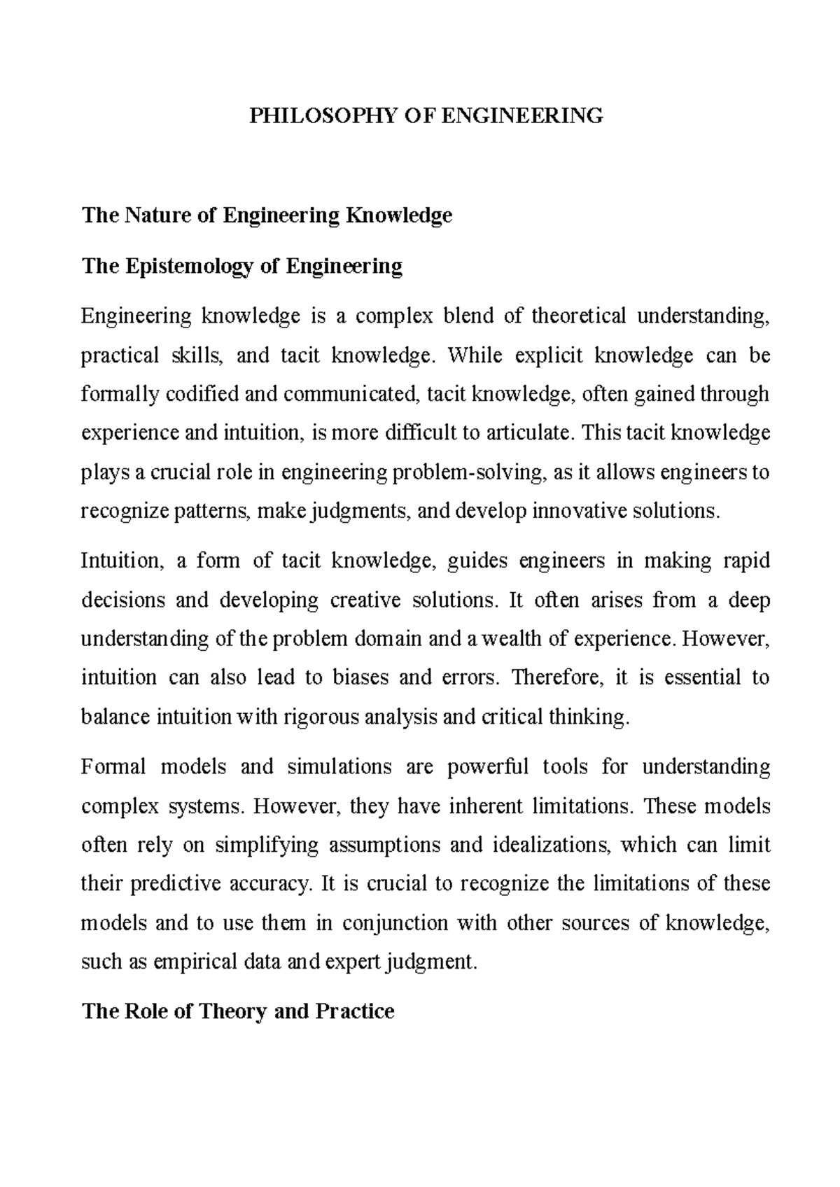 PHIL 301: The Philosophy of Engineering Knowledge and Ethics - Studocu