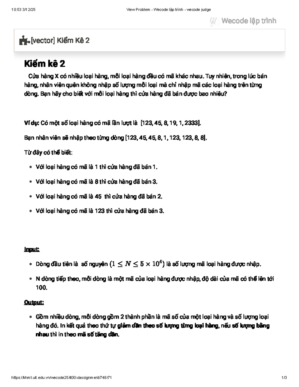 Kiem Ke 2 - Wecode Problem Analysis and Solution - Studocu