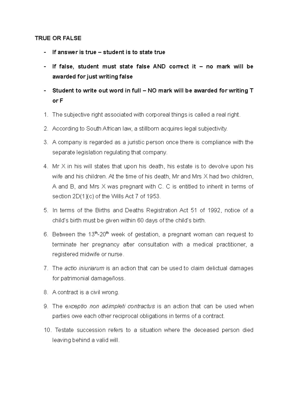 LOP TEST 1: Revision Questions & Answers on Legal Principles - Studocu