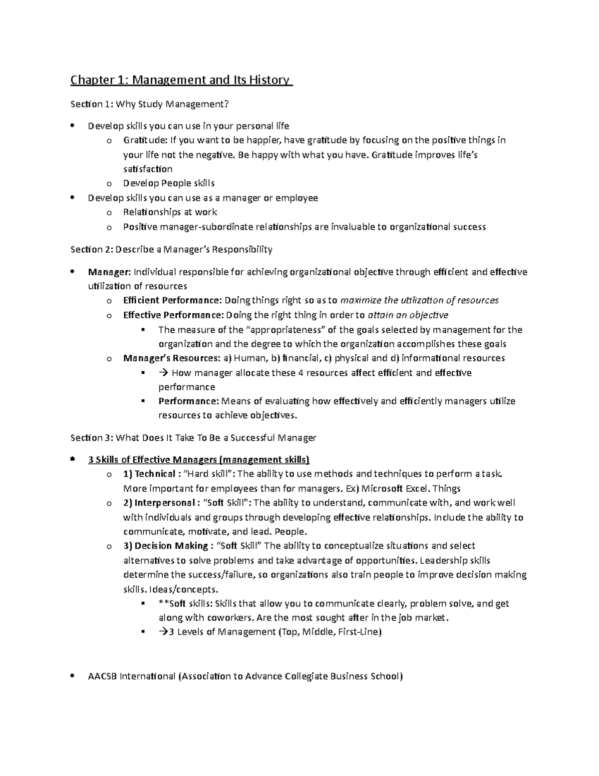 Management Concepts and History - Chapter 1 Overview - Studocu