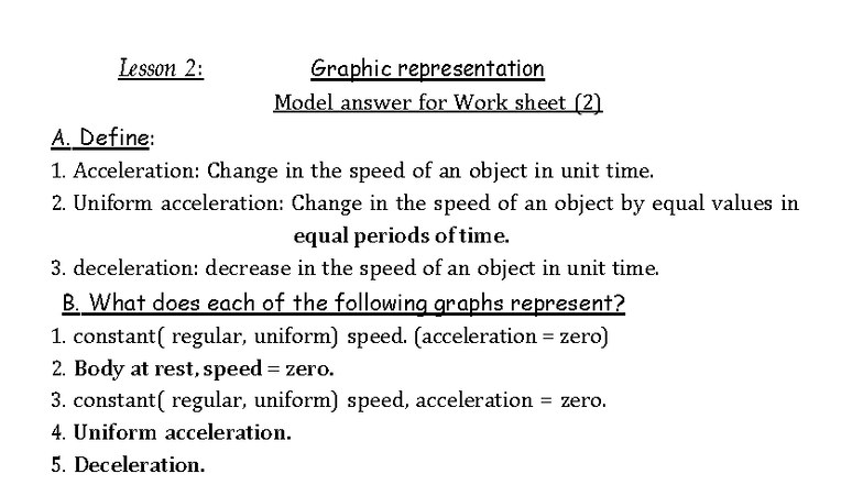 Lesson 2: Graph Representation Model Answers for Worksheet - Studocu