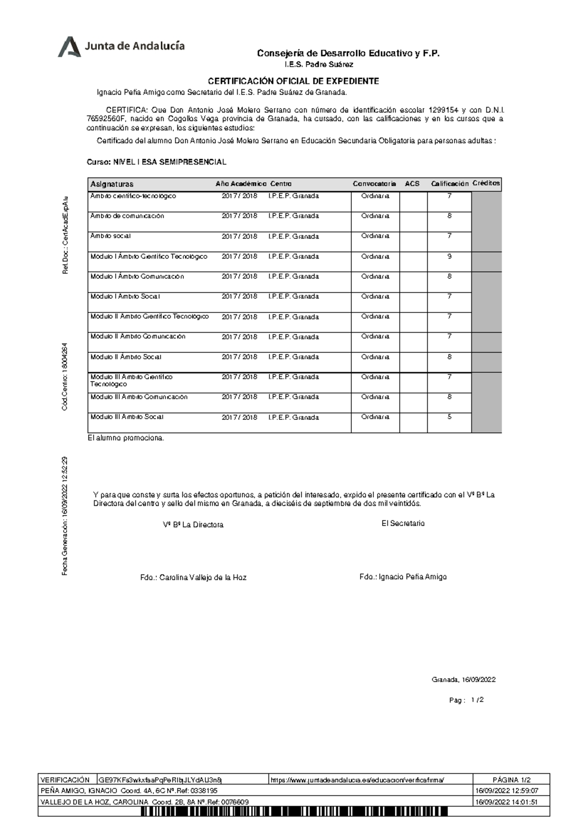 Antonio Jos Ã© Molero Serrano - Ref.: CertAcadExpAlu Cód: 18004264 ...