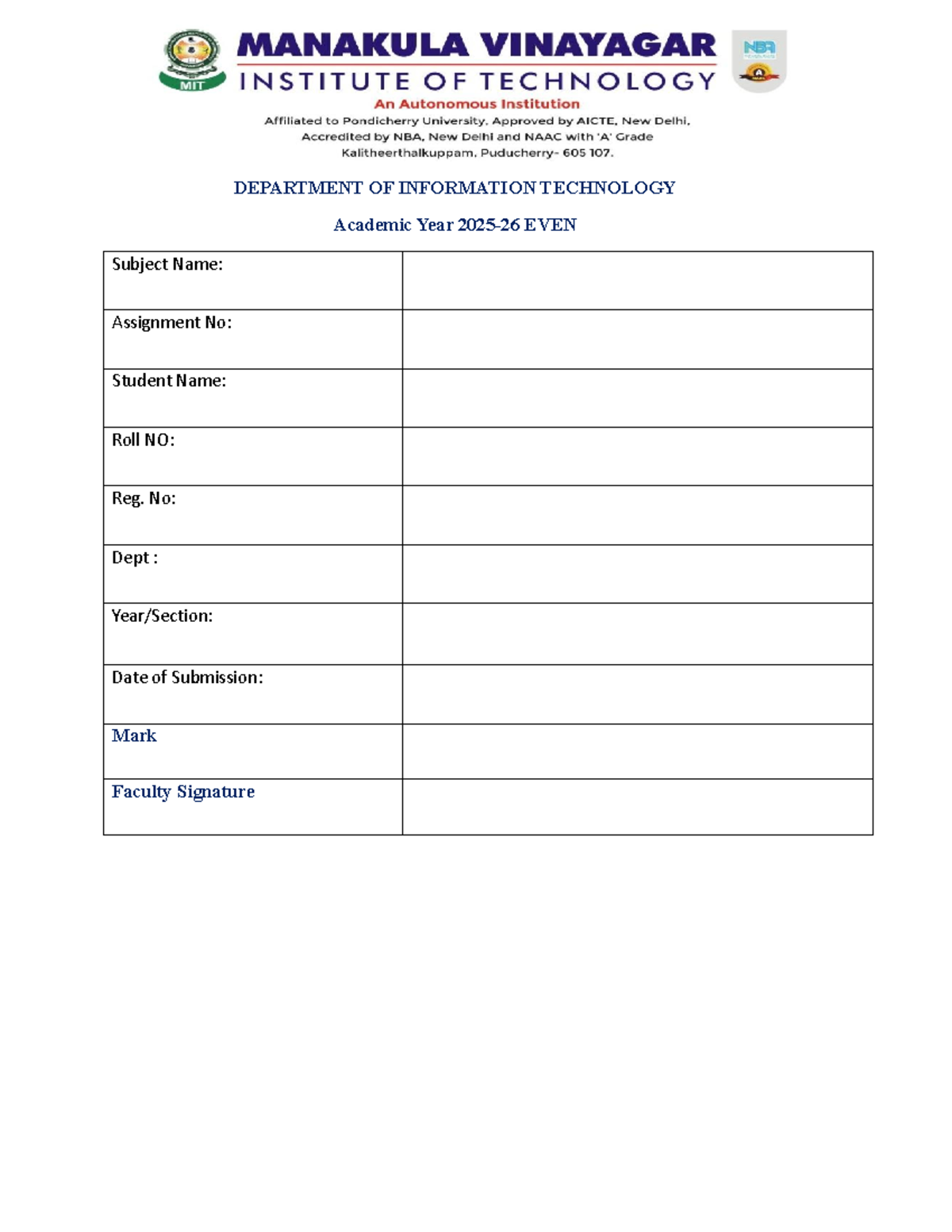 Assignment-First page Format-25-26 - Web Technology - DEPARTMENT OF ...