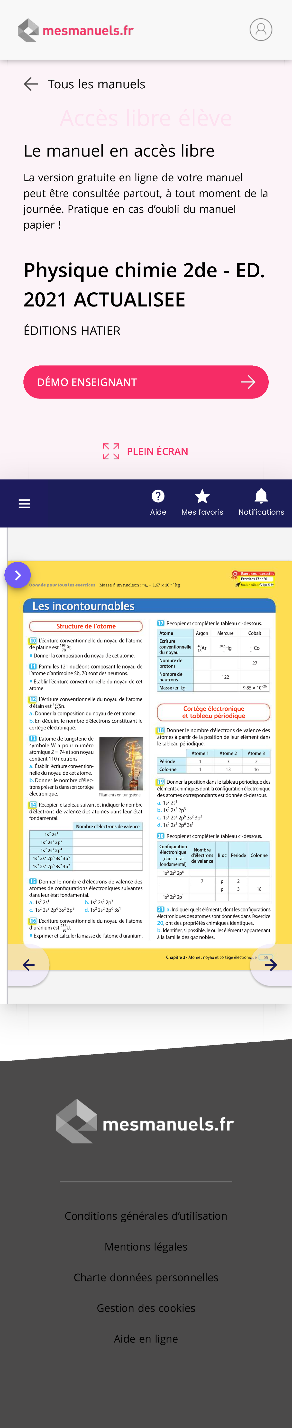 Accès libre - Physique Chimie 2de - ED. 2021 Actualisée Hatier - Studocu
