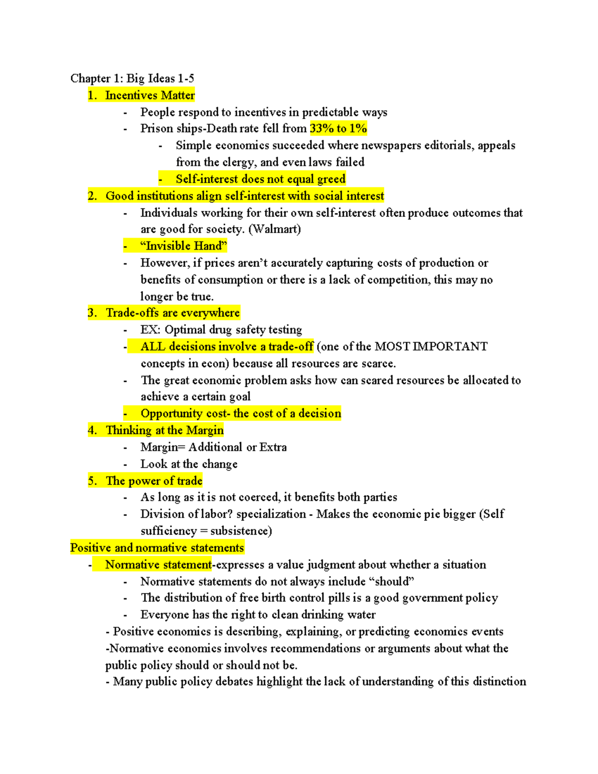Econ 1014 - Chapter 1: Key Economic Concepts Cheat Sheet - Studocu