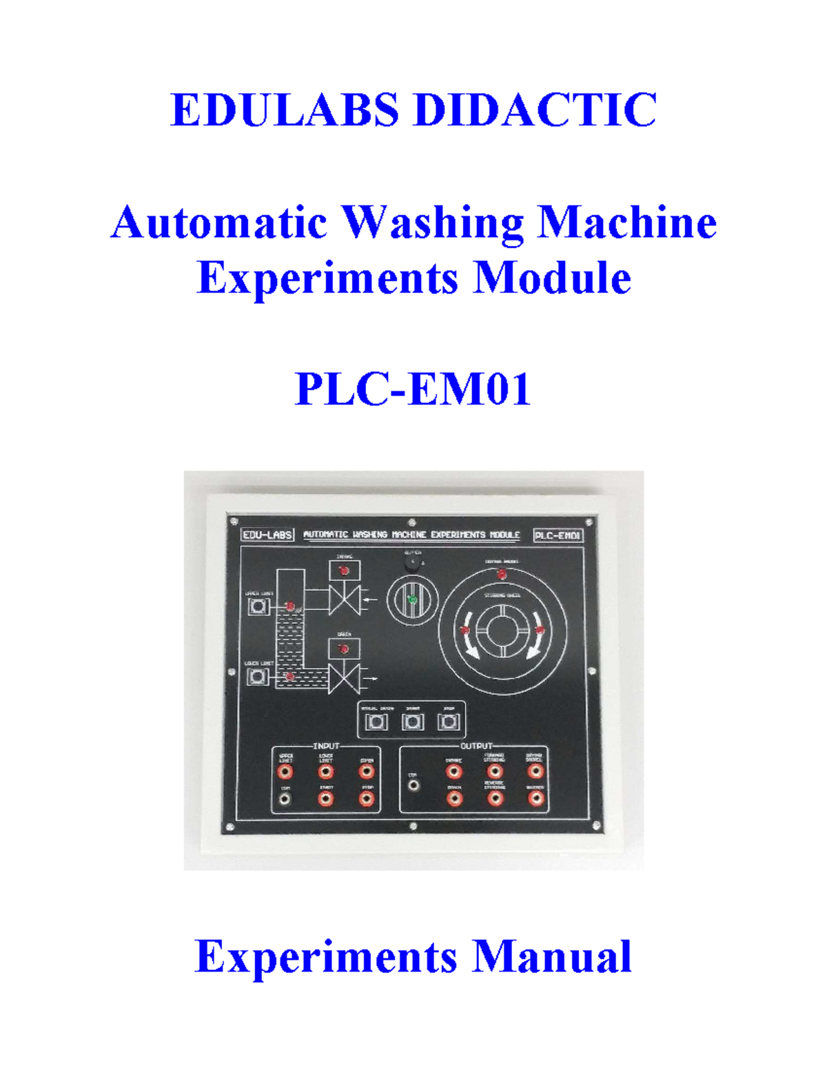 EDULABS DIDACTIC PLC Control of Automatic Washing Machine Experiments ...
