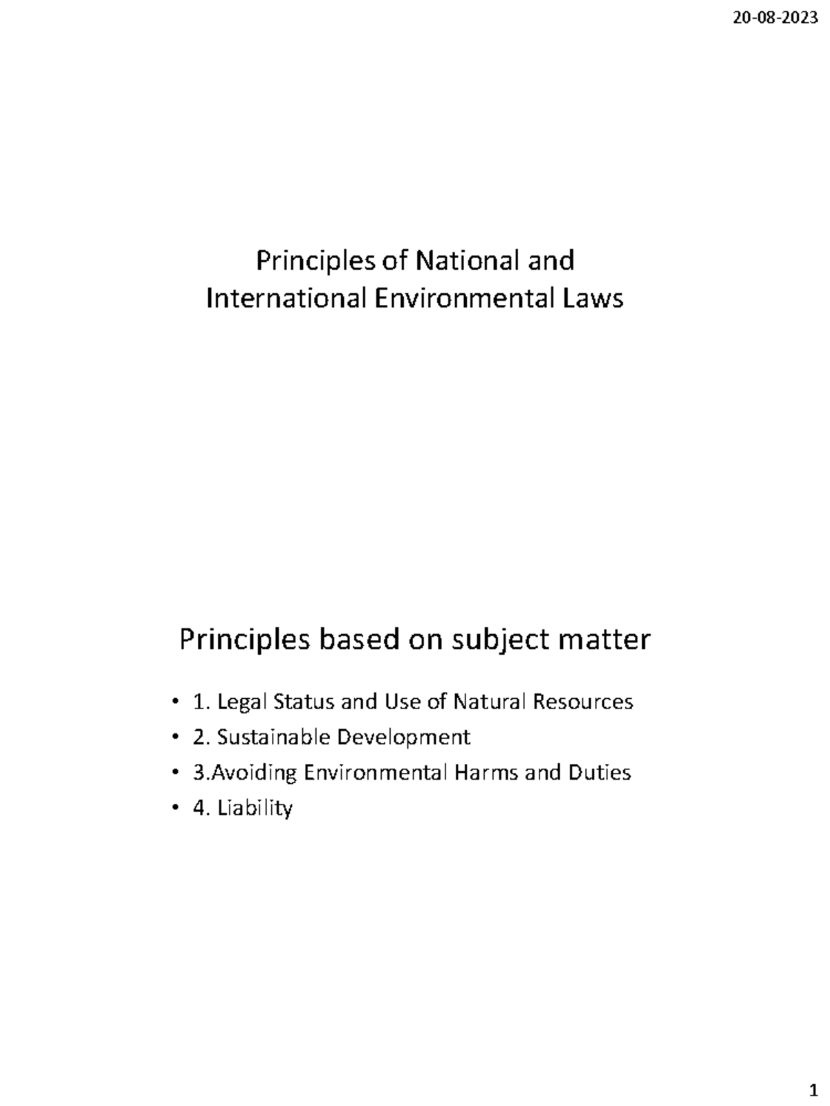 Principles of National and International Environmental Law (ENV 101 ...