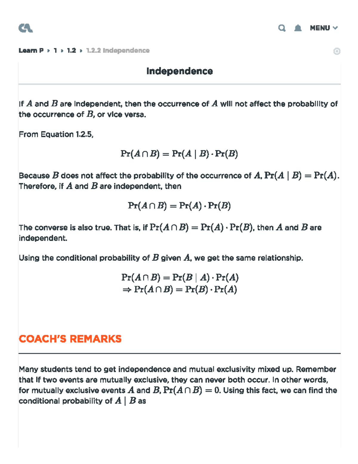 1 - STATS: Independence and Conditional Probability Concepts - Studocu