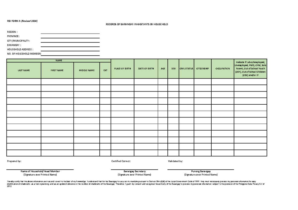 RBI-FORM-A-By Household Revised 2024 Blank - RBI FORM A (Revised 2024 ...