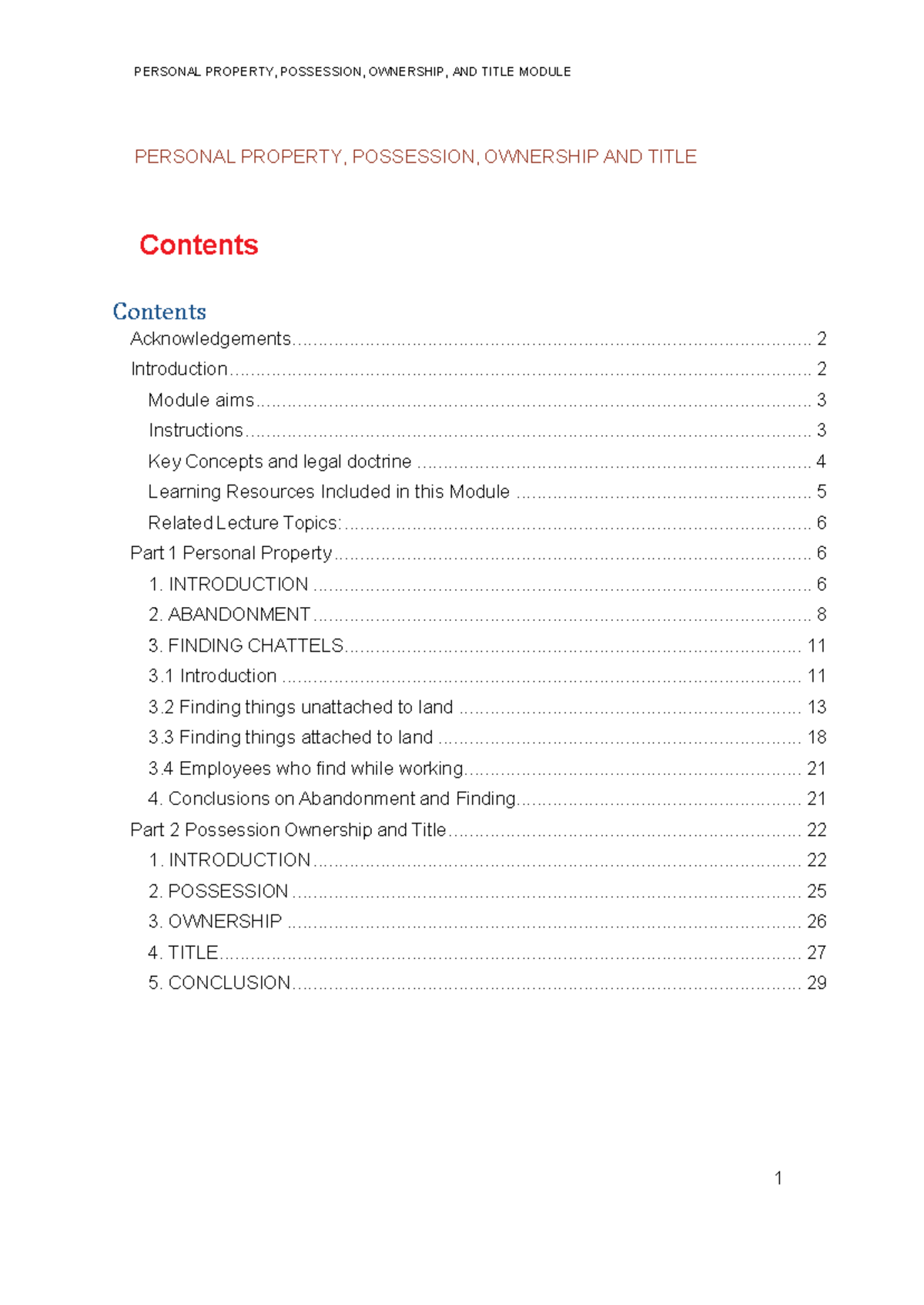 Personal Property, Possession, Ownership & Title Module (2025) Overview ...