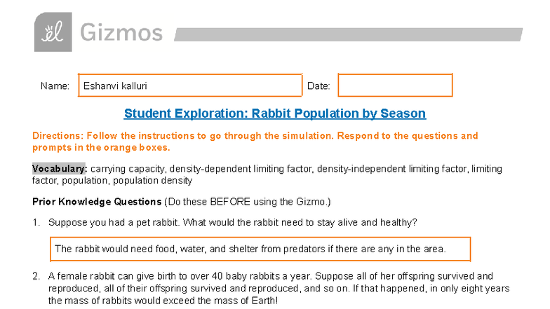 Copy of Rabbit Population Season SE: Exploring Limiting Factors and ...