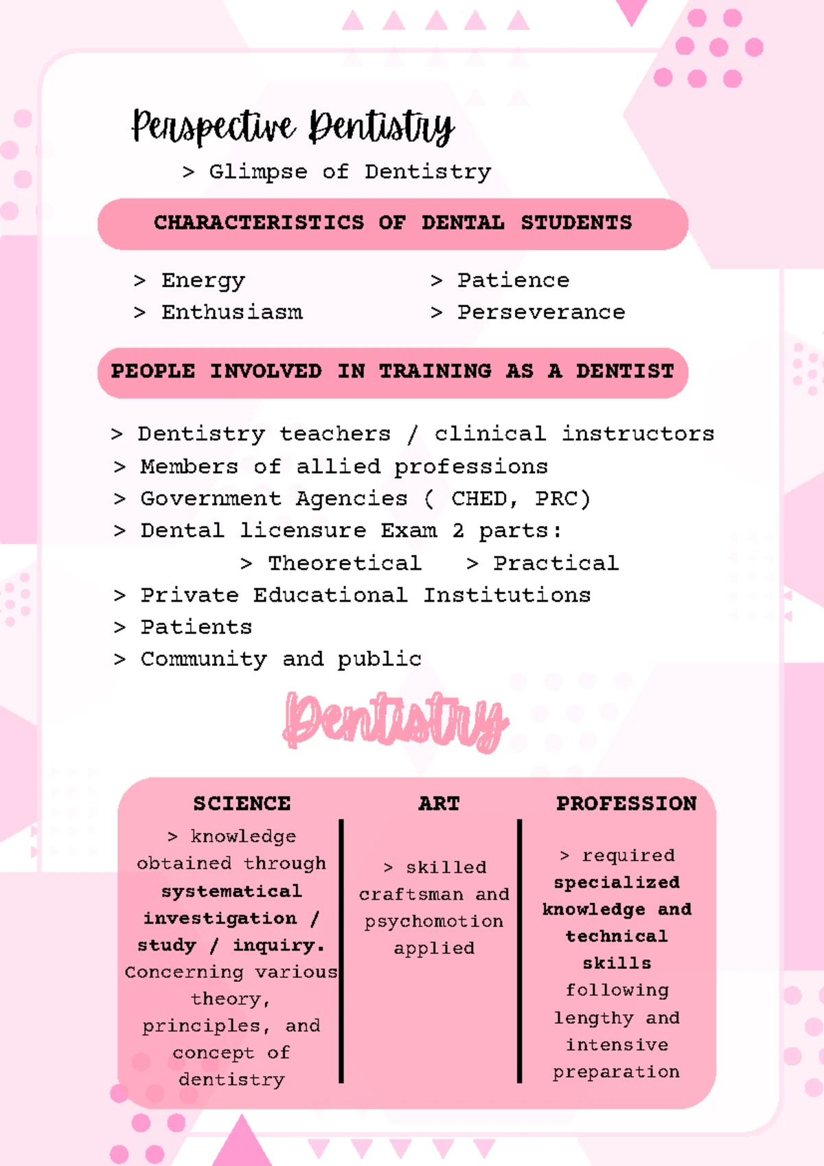 Perspective Dentistry Lesson 2: Overview of CEU Dentistry Curriculum ...