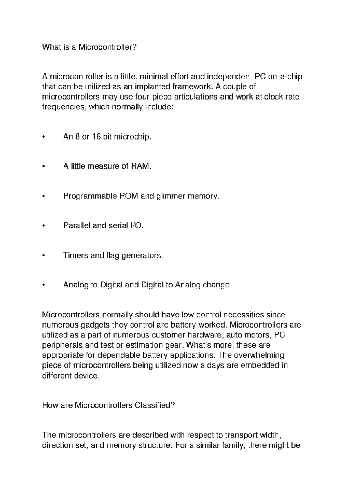 Microcontrollers - Lecture Notes on Types and Applications (2-6) - Studocu
