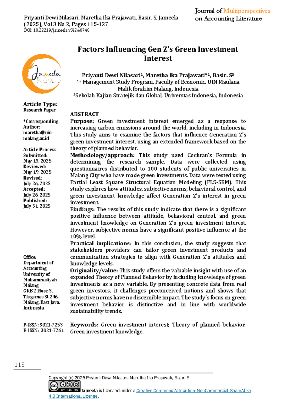 Factors Influencing Generation Green Investment Interest: A Study (MGT ...