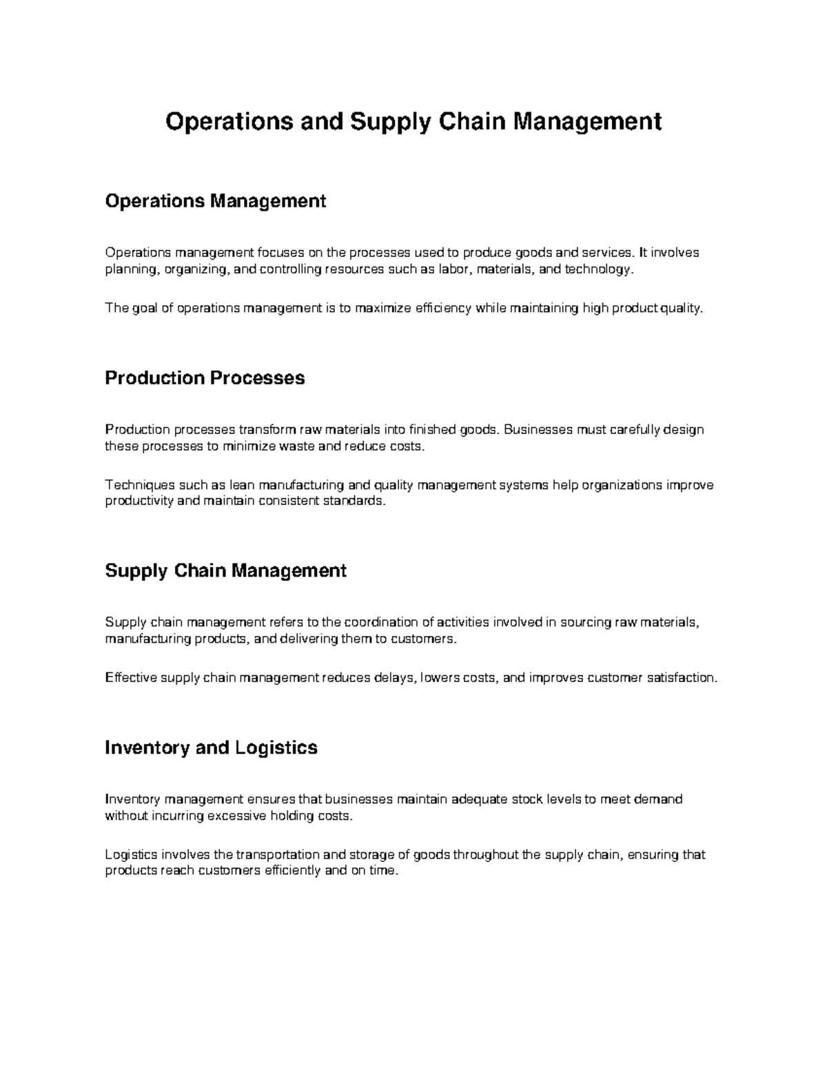 Operations and Supply Chain Management Overview - Studocu