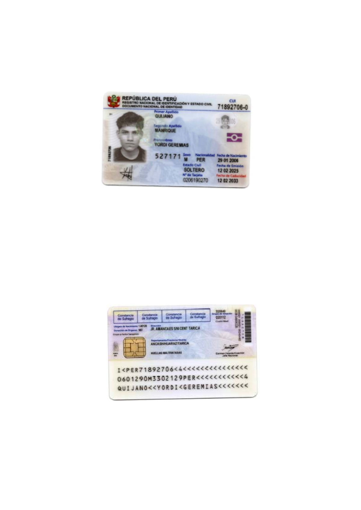 Trabajo de Identificación Nacional - REPÚBLICA DEL PERÚ - Studocu