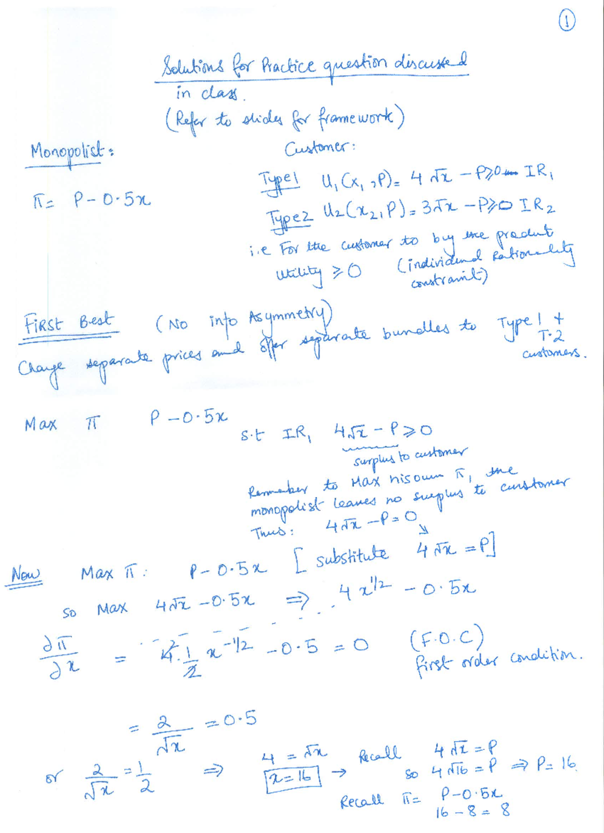Monopolist Solutions for Practice Questions (Econ 101) - Studocu