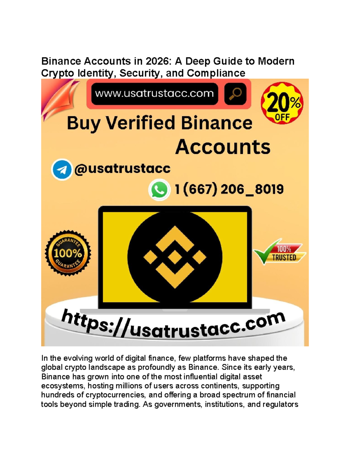 Guide to Safely Buy a Verified Binance Account in 2026 - Studocu