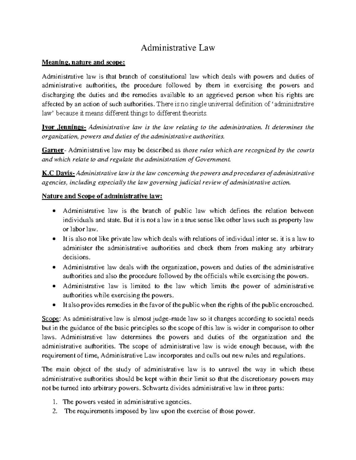 Administrative Law Overview - Course Admin Unit 1 - Studocu
