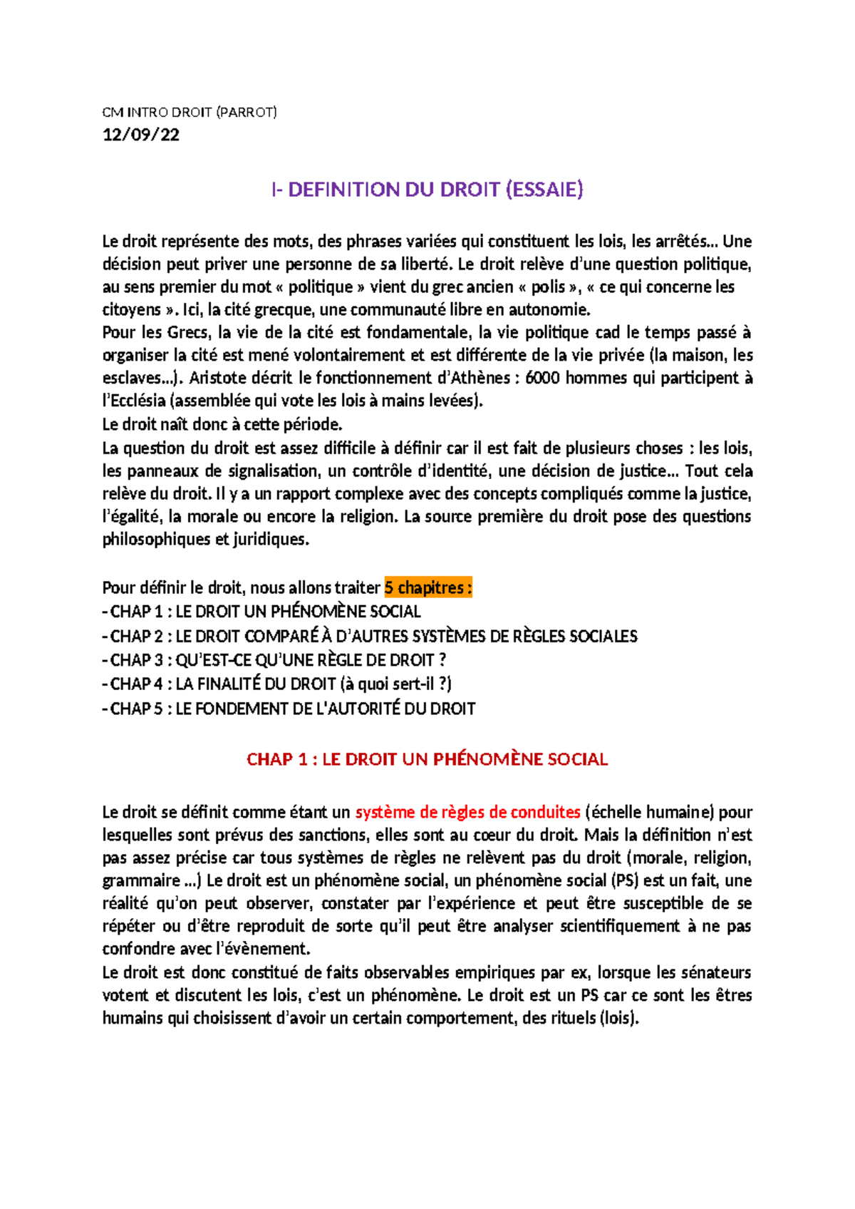 CM INTRO DROIT-2 - Cours sur la Définition et les Concepts du Droit ...