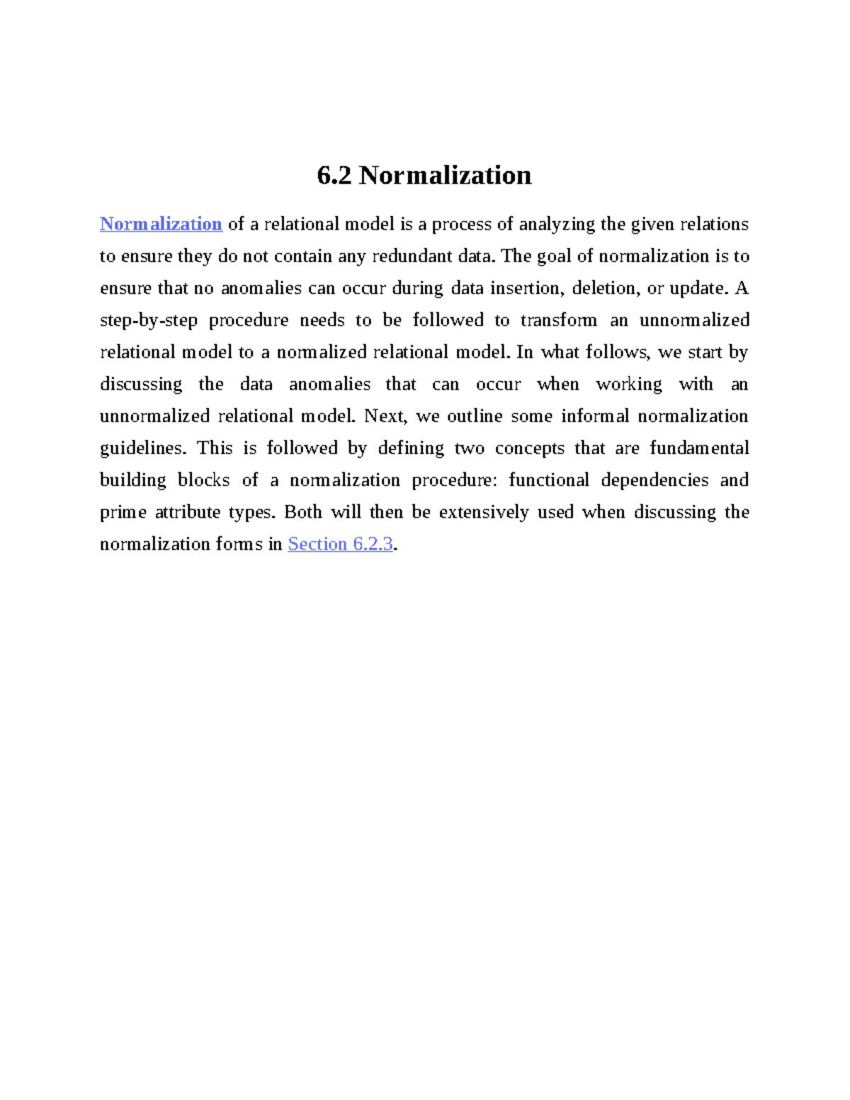 Chapter 6.2: Normalization in Relational Models - Studocu