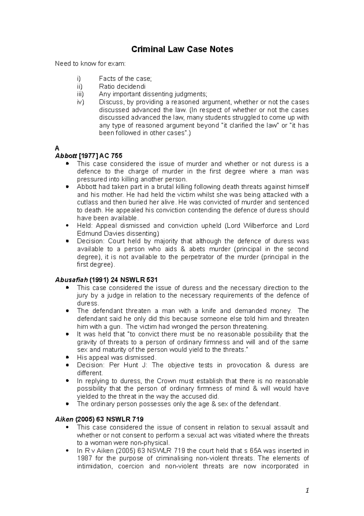 Week 1: General Principles of Criminal Responsibility (CRIM101) - Studocu