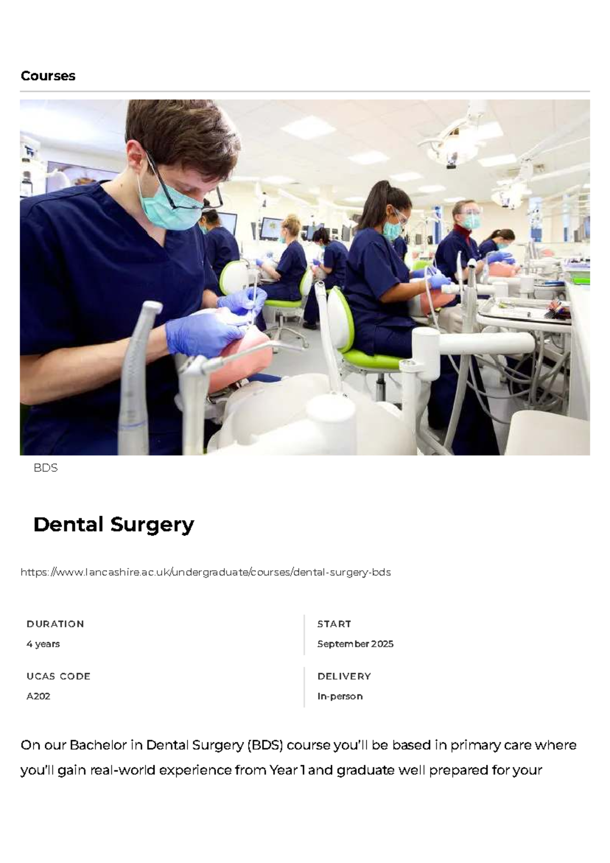 Bachelor of Dental Surgery (BDS) Course Overview and Details - Studocu