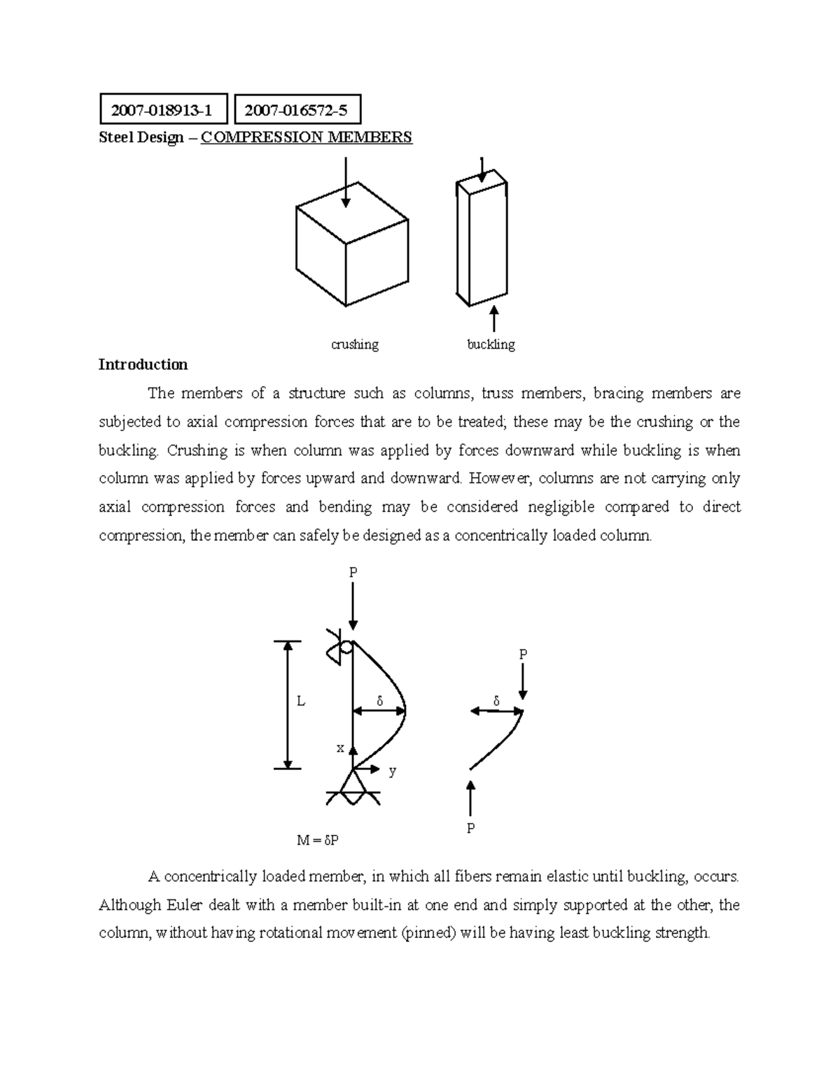 Steel Design 4: Compression Members - Lecture Notes Overview - Studocu