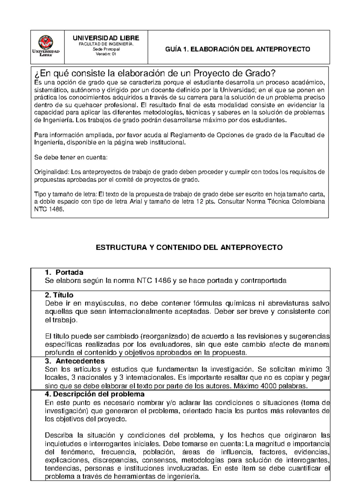 Guía para la Elaboración del Anteproyecto - FACULTAD DE INGENIERÍA ...