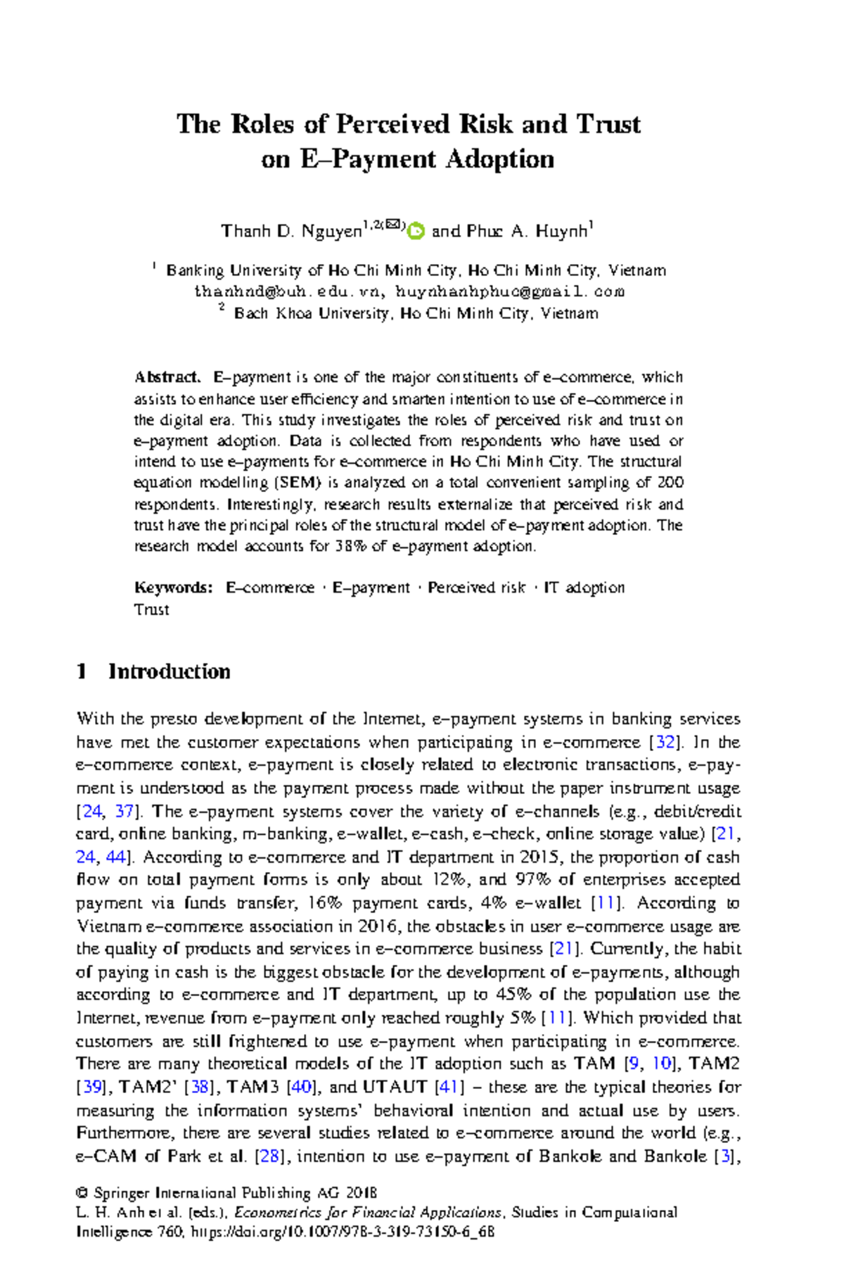 2018-Nguyen The Roles of Perceived Risk and Trust on E-Payment Adoption ...