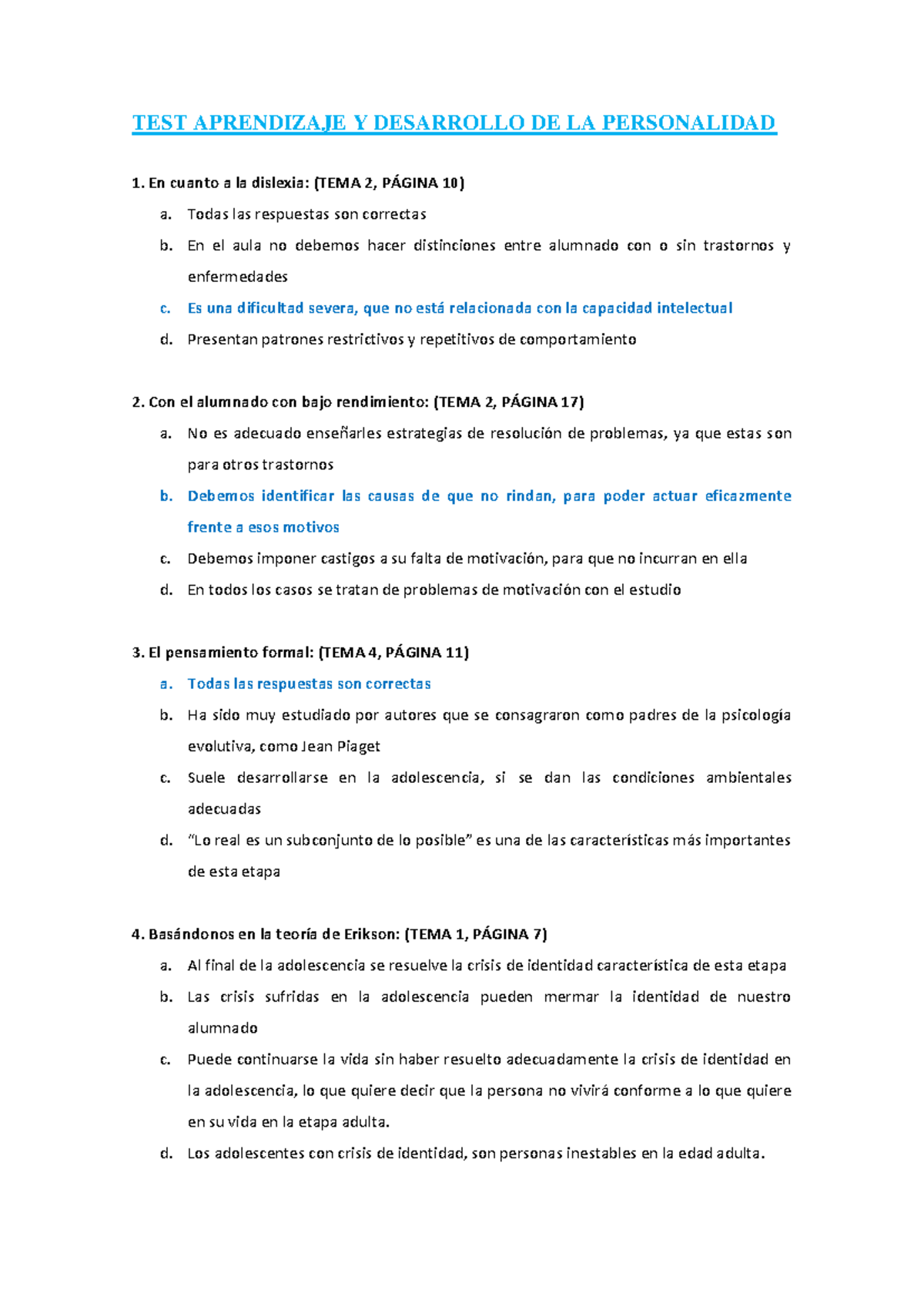 Test ADP: Evaluación de Aprendizaje y Desarrollo Personalidad - Studocu