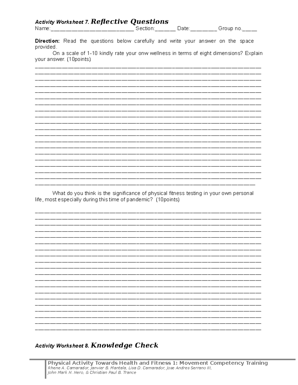 Chapter 4 Activities Assessment: Reflective Questions & Knowledge Check ...