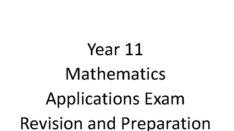 Year 11 Mathematics Applications Exam Revision Units 1 & 2 - Studocu